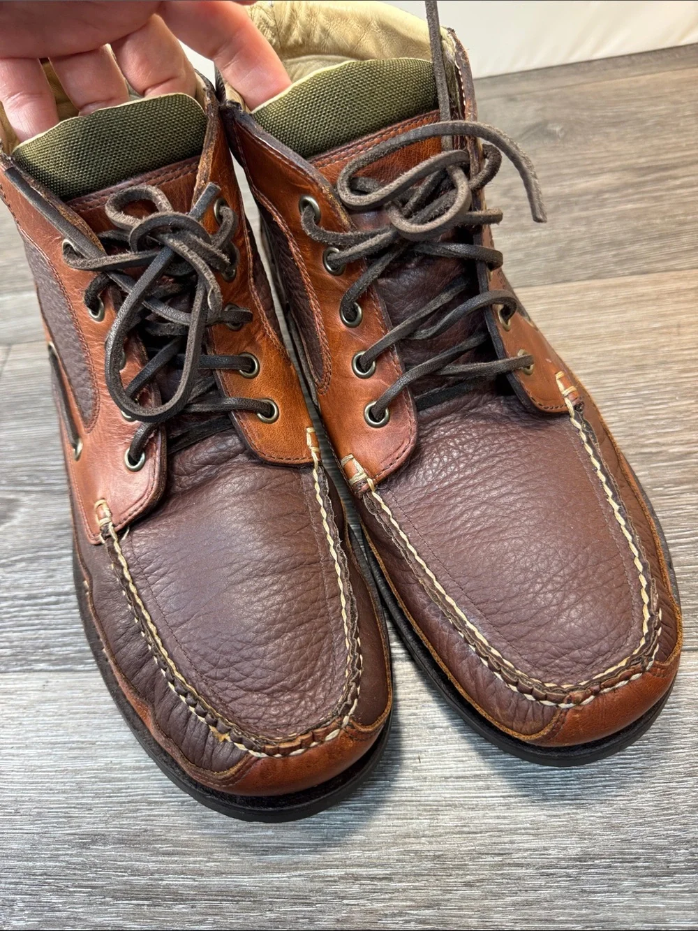 L.L. Bean Men's Two-Tone Brown Leather Chukka Boots men’s SZ 11 (h114)